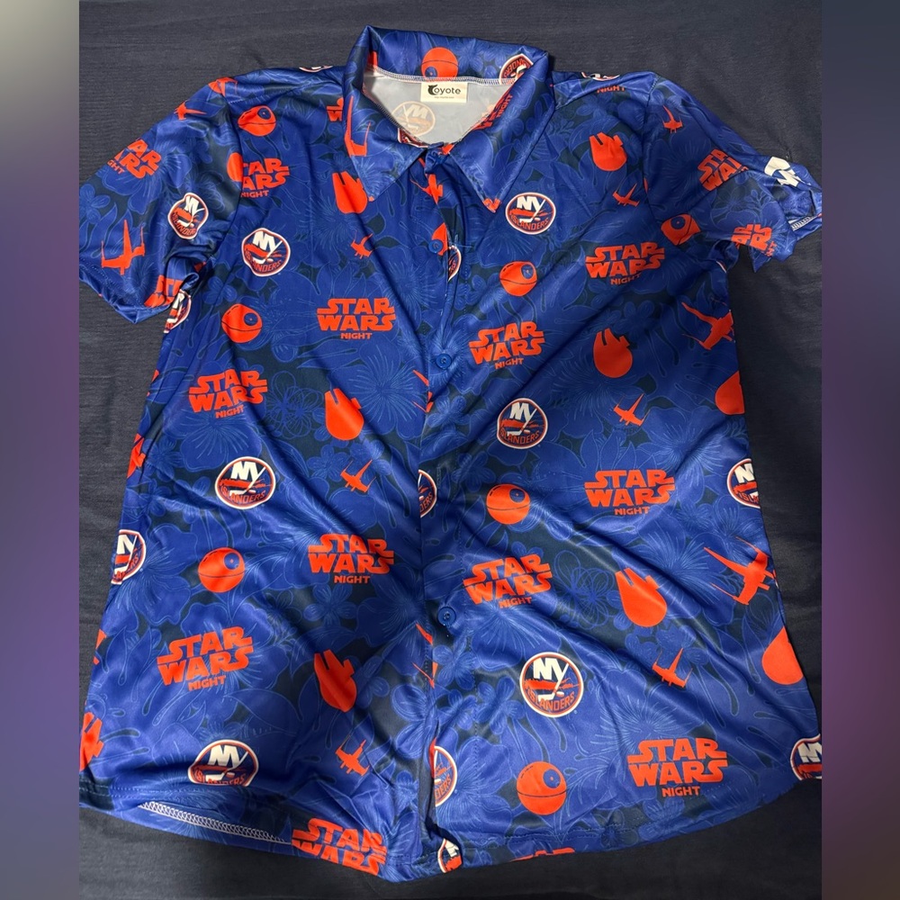 NHL Hockey Islanders Star War Hawaiian Button Down Shirt NEW NWT